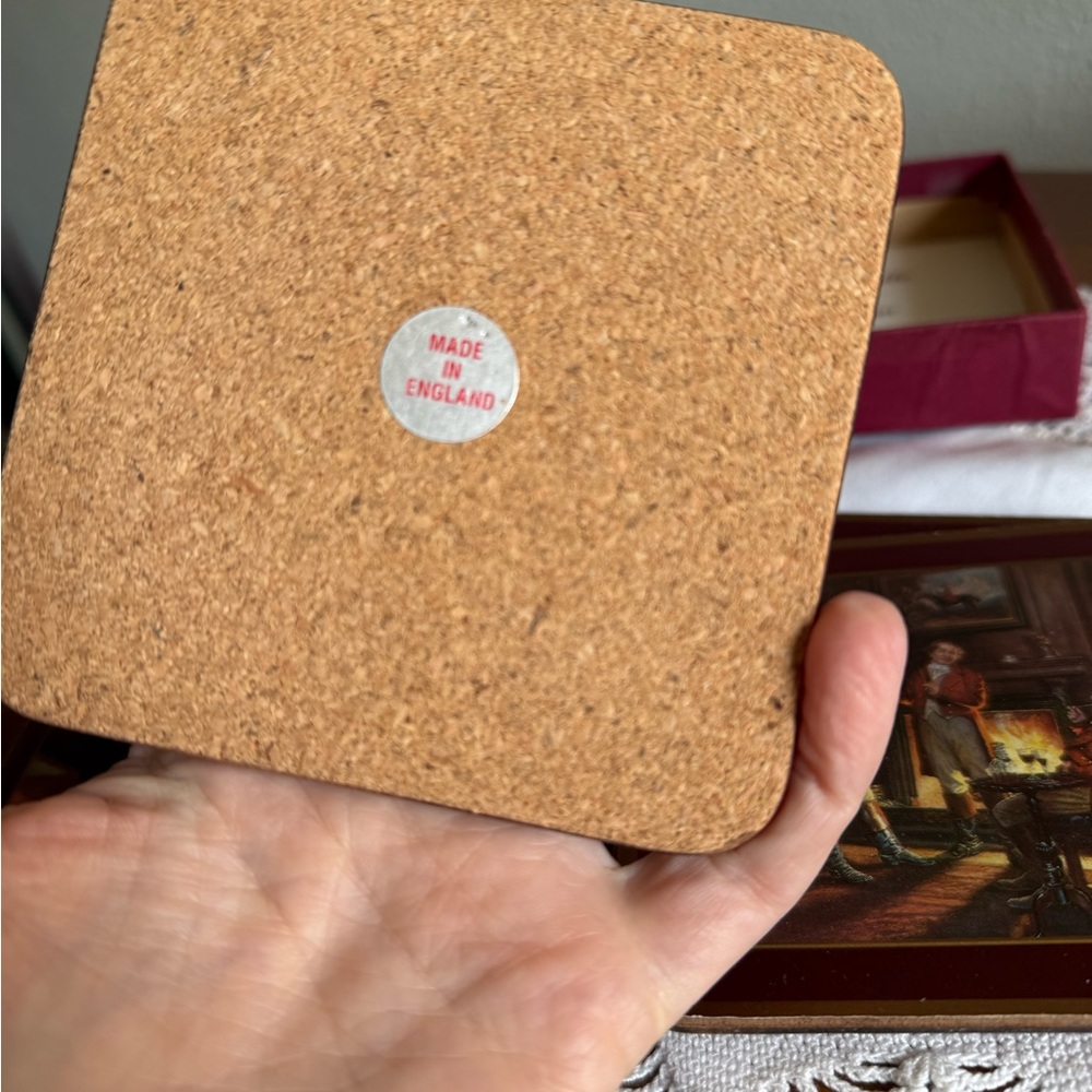 Vtg English Life Satin Finish Cork back Coasters set of 6 - Picture 4 of 4